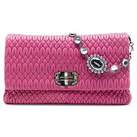 Borsa Miu Miu Matelassé Nappa Rosa con Catena di Cristalli