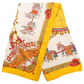 Sciarpa in seta Hermès Yellow Caparacons De La France Et De L Inde 90