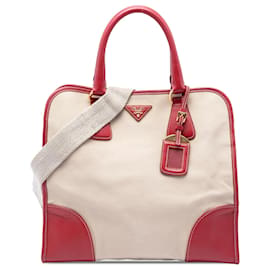 Borsa Prada Beige Saffiano Trimmed Canvas Canapa Logo