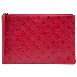 Gucci Red Calfskin Ghost Hamlet Skull Zip Pouch