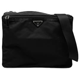 Borsa a tracolla Prada Black Tessuto Zip Top