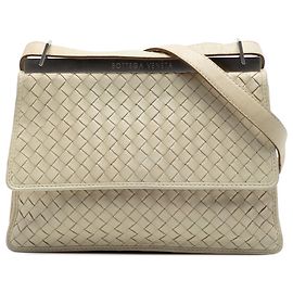 Bottega Veneta White Nappa Intrecciato Frame Crossbody Umhängetasche