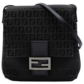 Fendi Borsa a tracolla in tela Zucchino nera