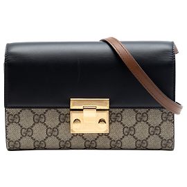 Cartera Gucci Beige Small GG Supreme Padlock Wallet con correa