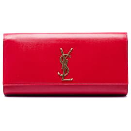 Saint Laurent Pink Grain de Poudre Monogram Cassandre Clutch