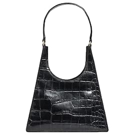 Staud Rey Borsa a tracolla in pelle stampa coccodrillo - Nero
