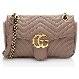 Borsa con patta media Gucci Matelasse Leather GG Marmont