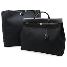 Hermès Hermes Toile Officier Leather Herbag MM