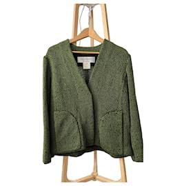 Yves Saint Laurent Rive Gauche Veste en Tweed Vert et Noir