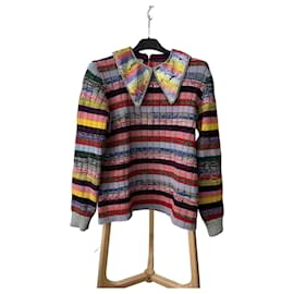 Gucci Multicolor-Strickpullover mit Perlenbesetztem Kragen