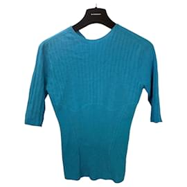 Lanvin Top in maglia a coste turchese