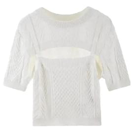 Miss Sixty Top de punto trenzado blanco