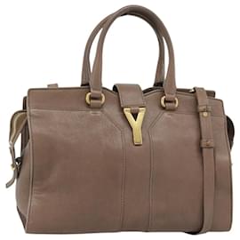 SAINT LAURENT Cavas chic Hand Bag Leather 2way Brown Gold 297957 Auth 183202A - Saint Laurent