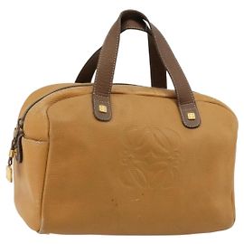 Borsa LOEWE Anagram in pelle marrone oro Auth 182145