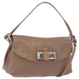 Chloé Borsa a Spalla Chloe Lily in Pelle 2way Marrone Oro Auth bs35434