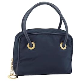 Céline Borsa a mano CELINE Circle Nylon Navy Gold Auth 183217