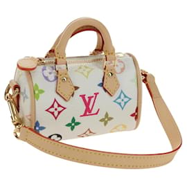 LOUIS VUITTON Portachiavi Micro Speedy Multicolor Bianco M03729 LV Auth 181949SAM