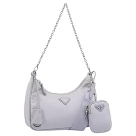 Borsa a tracolla PRADA Nylon Viola Argento Auth 184170V