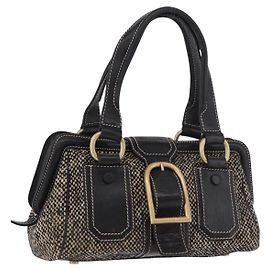 Céline Borsa CELINE in tela e pelle nera con dettagli oro Autentica 183488A