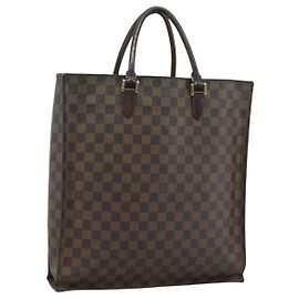 LOUIS VUITTON Damier Ebene Sac Plat Hand Bag N51140 LV Auth 184136