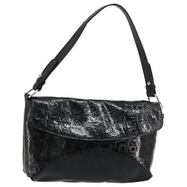 Salvatore Ferragamo Shoulder Bag Patent leather Black Silver Auth ka4653