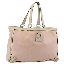 Borsa Tote GUCCI GG Canvas Rosa Oro 141472 Auth am11704