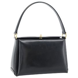 Borsa GUCCI in pelle nera e oro Auth 183374