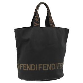 Bolso Tote FENDI de lona negro Auth 182142
