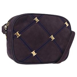 Borsa a tracolla Salvatore Ferragamo Vala in scamosciato viola e oro Autentica 182673