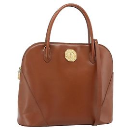 SAINT LAURENT Borsa in Pelle 2way Marrone Oro Auth 183013