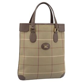Borsa Tote Burberry Nova Check in tela beige e oro Auth 184530