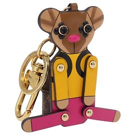 LOUIS VUITTON Monogram Porte Cles Christmas Teddy Bear Charm M63758 Auth 182940M