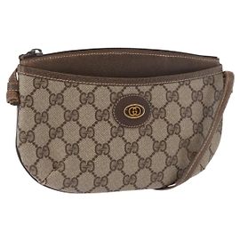 Bolso de hombro GUCCI GG Supreme PVC Beige Oro 904 02 020 Auth 184463