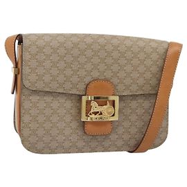 Céline Borsa a tracolla CELINE Macadam Canvas PVC Beige Oro Auth 184209