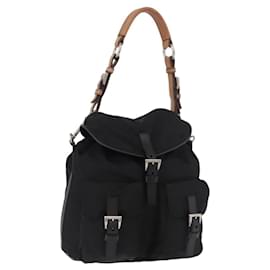 Borsa a tracolla PRADA Nylon Nero Argento Auth 184177A