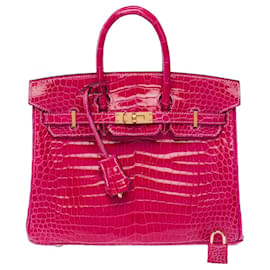 Bolsa HERMES Birkin 25 em Couros Exóticos Rosa - 103600 - Hermès