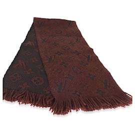 Sciarpa Louis Vuitton in lana Logomania con monogramma marrone e frange