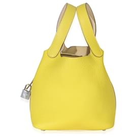 Hermès Clemence Bi-Color Lime Nata Picotin Lock 18 PHW