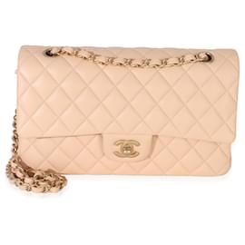 Borsa Chanel Beige Quilted Lambskin Medium Classic Double Flap