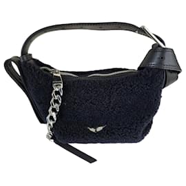 Zadig & Voltaire Cecilia XS Schultertasche aus Shearling - Schwarz