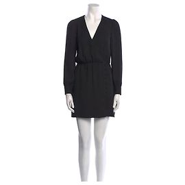 SéZane Vestido Cruzado Negro de Manga Larga