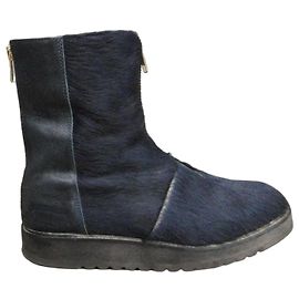 Autre Marque YMC Stivaletti in pelle e pony hair nero