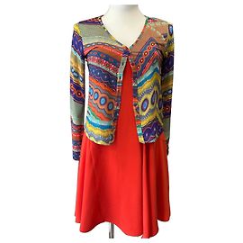 Autre Marque Conjunto J.J. Garella de Vestido y Cárdigan Estampado Multicolor