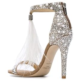 Sandali Jimmy Choo con cristalli e piume