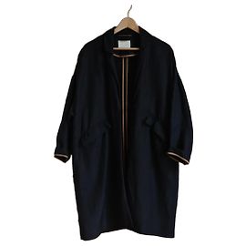Autre Marque Abrigo oversize largo Momoni negro de lino y viscosa