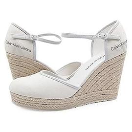 Calvin Klein Jeans Sandali espadrilles con zeppa in tela bianca