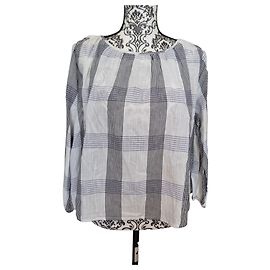 Bellerose Iroko Blusa Oversize de Algodão Xadrez Azul e Preto
