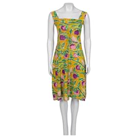 Gelbes bedrucktes Seidenkleid Dolce & Gabbana NWOT - Größe S Gebraucht