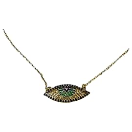 Multicolor Zirconia Evil Eye Necklace in Gold-Plated Sterling Silver - Autre Marque