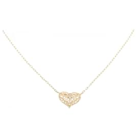 Collier en or jaune K10, pierre de lune et diamant - Autre Marque
